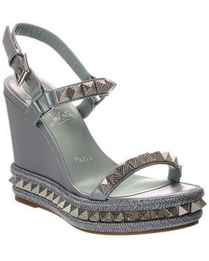 Christian Louboutin Pyraclou 110 Leather Wedge Sandal - Metallic