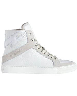 Zadig & Voltaire High Flash Wrinkle Leather Trainer - Natural