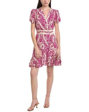 Maison Tara Printed Marrakesh Short Sleeve Mini Dress - Red