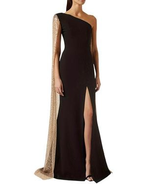 VIBI Solid One Shoulder Maxi Dress - Black