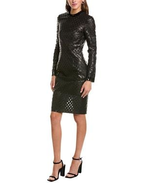 Tom Ford Silk-Lined Perforated Leather Sheath Dress - Black