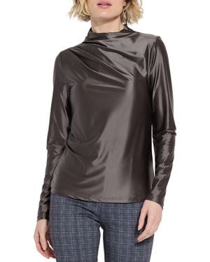 Lyssé New York Shalom Satin Jersey Funnel Neck Top - Black