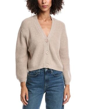 Forte Wool & Cashmere-Blend Short Rib V-Neck Button Cardigan - Blue