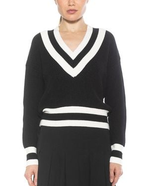 Alexia Admor Leona Varsity Polo Jumper Top - Black