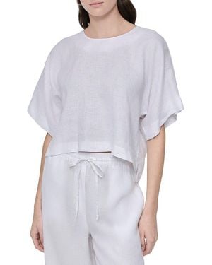 DKNY Drop Shoulder Linen Top - White