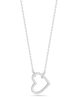 Glaze Jewelry Cz Open Hanging Heart Necklace - White