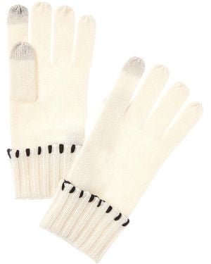 Bruno Magli Whipstitch Cuffed Cashmere Gloves - White