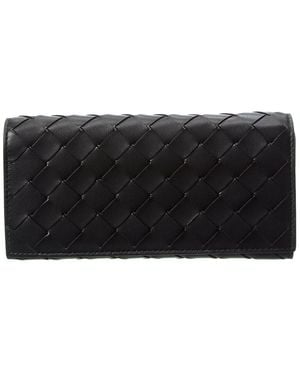 Bottega Veneta Intrecciato Leather Continental Wallet - Black