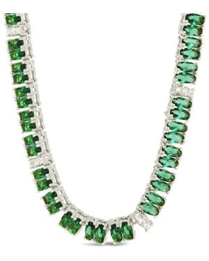 Sterling Forever Cz Ace Oval Tennis Necklace - Green