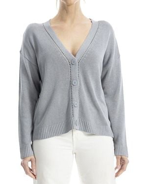Max Studio Linen-Blend Cardigan - Gray
