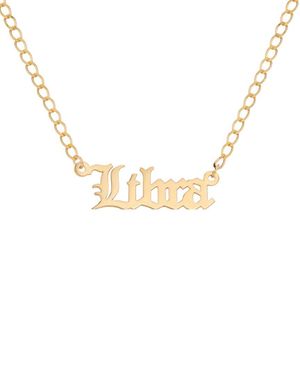Gabi Rielle Next-level Layering 14k Over Silver Gothic Script Libra Necklace - Metallic