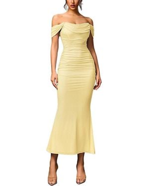 Amanda Royal Off-The-Shoulder Midi Dress - Yellow
