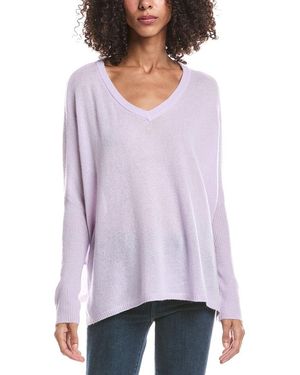 Brodie Cashmere Charlie V-Neck 100% Cashmere Jumper - Purple