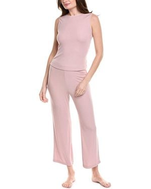 Natori 2Pc Rib Essential Pyjama Set - Pink