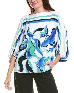 Joseph Ribkoff Balloon Sleeve Blouse - Blue