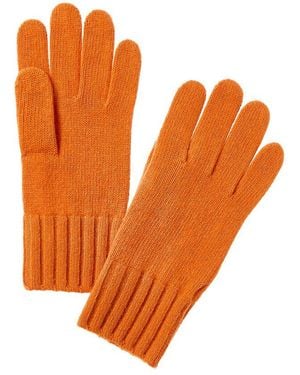 Portolano Ribbed Cuff Cashmere Gloves - Orange