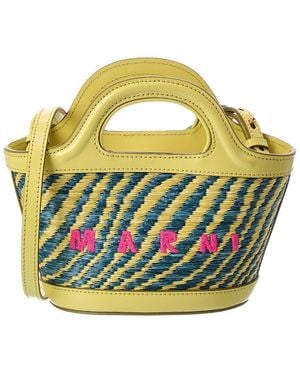 Marni Tropicalia Mini Leather-Trim Tote - Blue