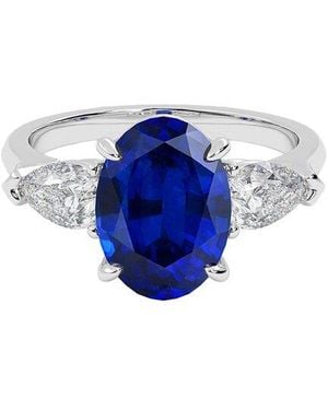 VOWE 14K 3.40 Ct. Tw. Lab-Grown Diamond & Lab-Grown Sapphire Ring - Blue