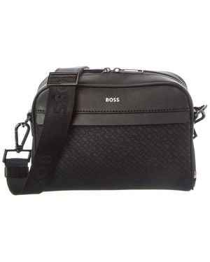 BOSS Zair Mp Squared Leather Crossbody - Black