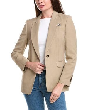 Brunello Cucinelli Linen & Silk-Blend Blazer - Natural