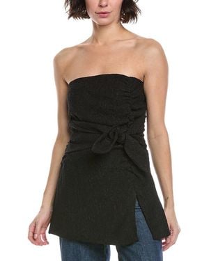 Ganni Stretch Crepe Strapless Top - Black