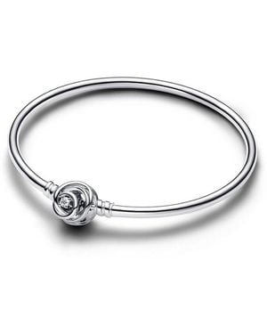 PANDORA Moments Silver Bangle Bracelet - Metallic