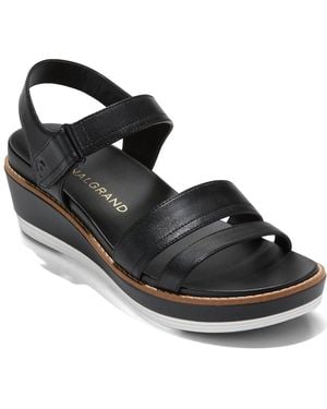 Cole Haan Og Peyton Flatform Leather Wedge Sandal - Black