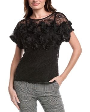 Anne Klein Bateau Lace Pullover - Black