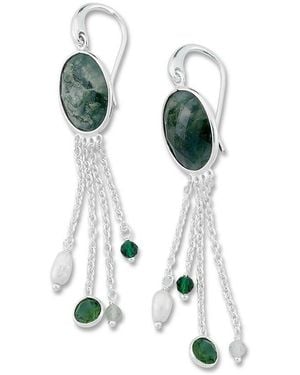 Samuel B. Silver Gemstone Tassel Earrings - White