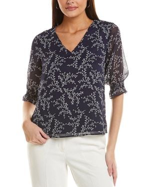 Cece Smocked Cuff Blouse - Blue