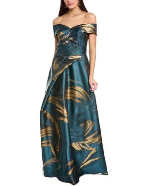 Rene Ruiz Off-The-Shoulder A-Line Gown - Blue