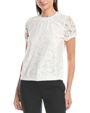 Tahari Lace Front Top - White