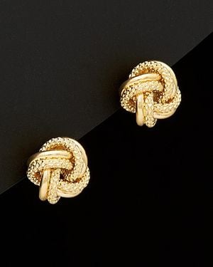 Italian Gold 18K Love Knot Stud Earrings - Black