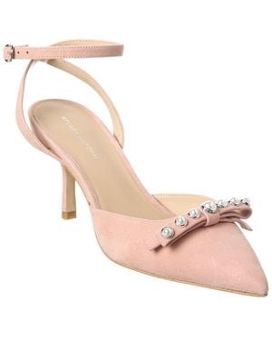 Stuart Weitzman Luella Strap 75 Suede Pump - Pink