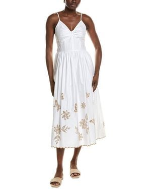 Cece Spaghetti Strap Twist Bodice Midi Dress - White
