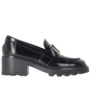 Tod's Calfskin Leather Buckled Platform Loafer (Authentic Pre-Loved) - Black