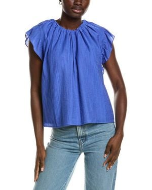 Nicole Miller Ruffle Sleeve Blouse - Blue