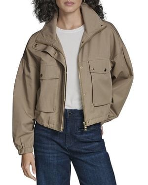 KARL LAGERFELD Cropped Drop Sleeve Bomber Jacket - Green
