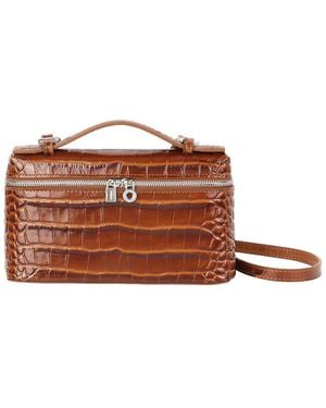 Tiffany & Fred Paris Croc-Embossed Mini Leather Tote - Brown