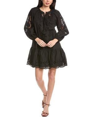 Stellah Greta Eyelet Trimmed Mini Dress - Black
