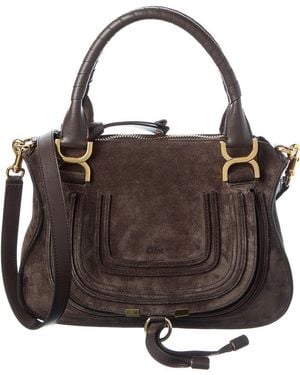 Chloé Marcie Small Suede Satchel - Brown