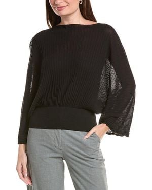 Lafayette 148 New York Pleated Dolman Silk Jumper - Black