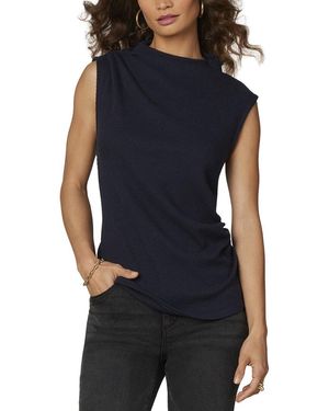 Wit & Wisdom Sleeveless Asymmetrical Pleat Tank Top - Blue