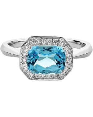 Diamond Select Cuts 14K Diamond .14 Ct. & 1.90 Ct Topaz Ring - Blue
