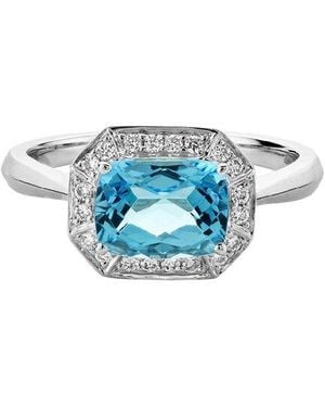 Diamond Select Cuts 14K Diamond .14 Ct. & 1.90 Ct Topaz Ring - Blue