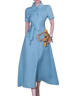 BRC By BURRYCO Short Sleeve Shirt Dress - Blue