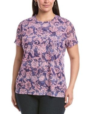 Johnny Was Plus Eleanor Mesh Top - Purple