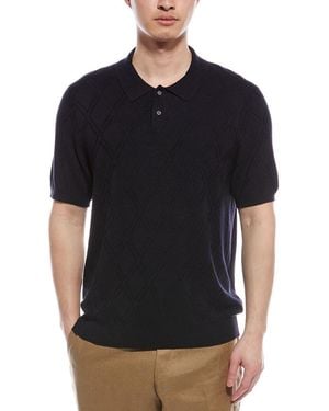 Tahari Linen-Blend Polo Shirt - Black