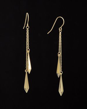 Italian Gold 14k Double Dagger Drop Earrings - Black