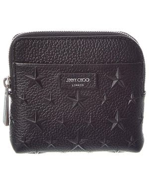 Jimmy Choo Compact Zip Leather Card Case - Gray